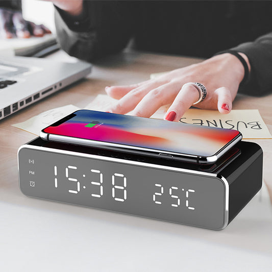 LED Electric Alarm Clock With Wireless Charger - Sash Store
