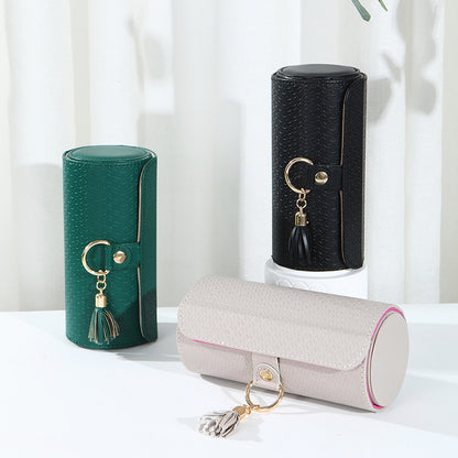 Three-Tier Cylindrical Portable Travel-Size Jewelry Box - Sash Store